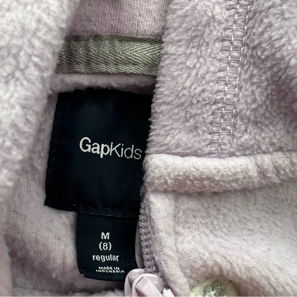 🍭6/$30 Gap Kids Purple Fleece Silver Sequin Full Zip Hoodie - M - 8